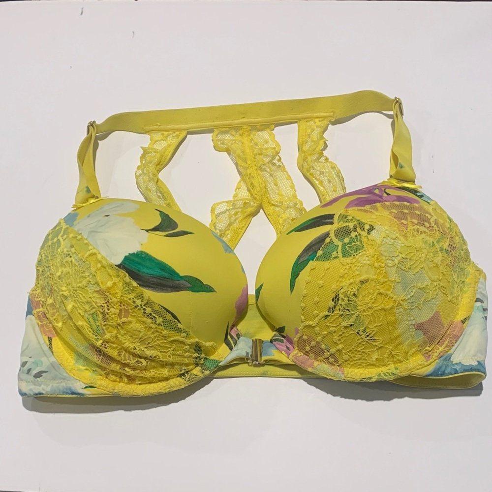 Cacique Yellow Floral Lace Bra